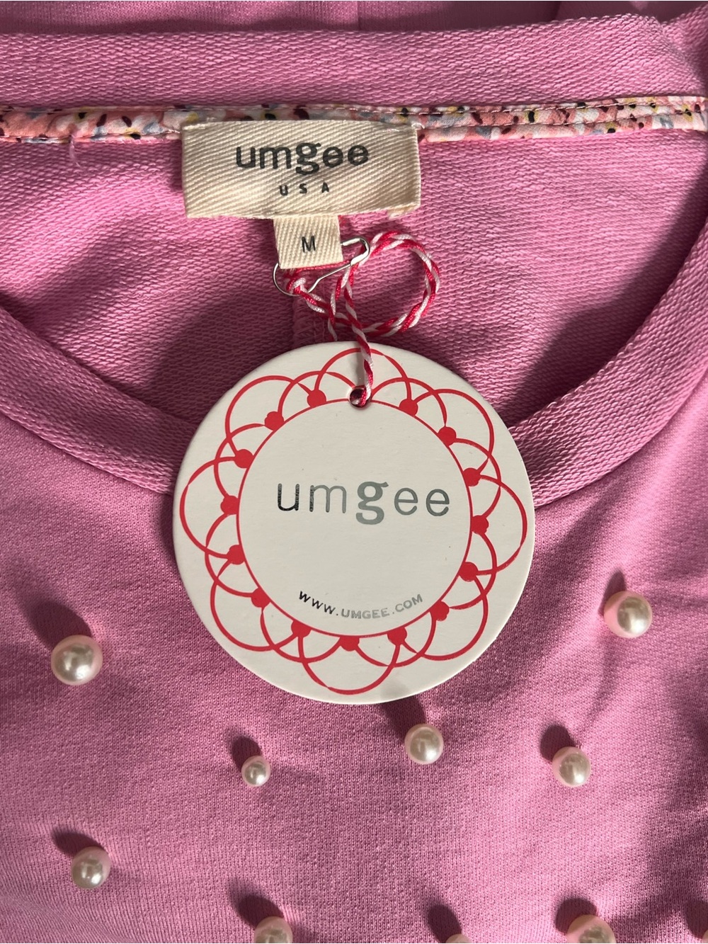 Umgee Pink Cotton Pearl-Stud Flutter Sleeve Tee - Picture 4 of 7